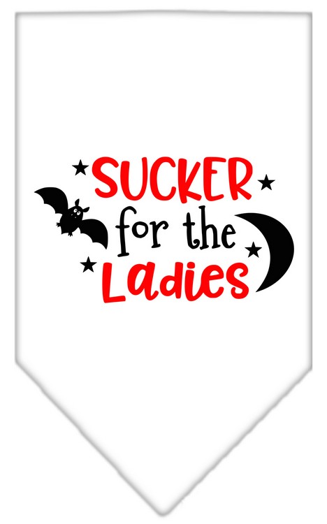 Sucker for the Ladies Screen Print Bandana White Large